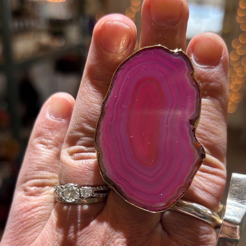 Charles Albert Fuchsia Agate Ring
